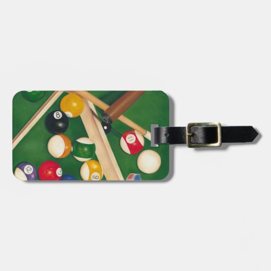 Lifelike Billiards Table met Balls en Chalk Bagagelabel (Voorkant horizontaal)