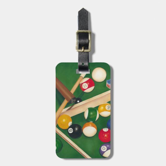 Lifelike Billiards Table met Balls en Chalk Bagagelabel (Voorkant verticaal)