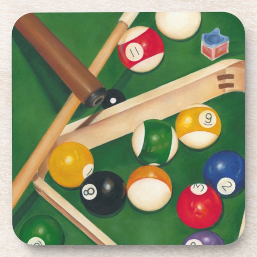 Lifelike Billiards Table met Balls en Chalk Bier Onderzetter (Voorkant)