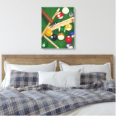 Lifelike Billiards Table met Balls en Chalk Canvas Afdruk (Insitu (Slaapkamer))