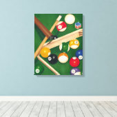 Lifelike Billiards Table met Balls en Chalk Canvas Afdruk (Insitu (Houten vloer))