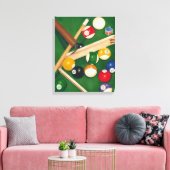 Lifelike Billiards Table met Balls en Chalk Canvas Afdruk (Insitu (Woonkamer))
