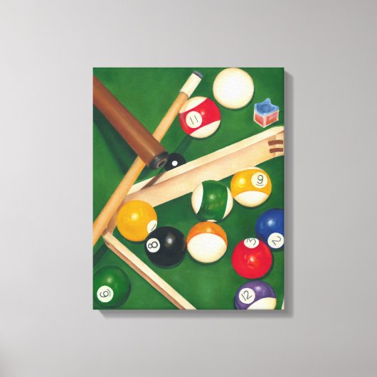 Lifelike Billiards Table met Balls en Chalk Canvas Afdruk (Voorkant)