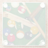 Lifelike Billiards Table met Balls en Chalk Glazen Onderzetter (Achterkant)