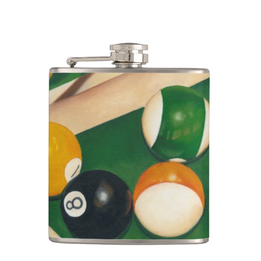 Lifelike Billiards Table met Balls en Chalk Heupfles (Voorkant)