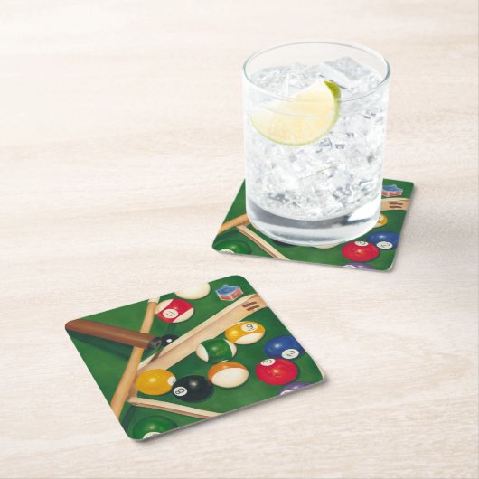 Lifelike Billiards Table met Balls en Chalk Kartonnen Onderzetters (Insitu)