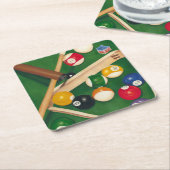 Lifelike Billiards Table met Balls en Chalk Kartonnen Onderzetters (Schuin)