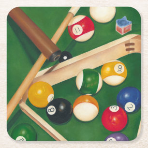 Lifelike Billiards Table met Balls en Chalk Kartonnen Onderzetters
