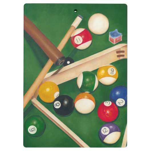 Lifelike Billiards Table met Balls en Chalk Klembord (Achterkant)