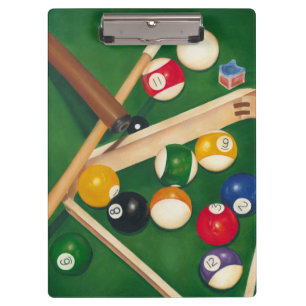 Lifelike Billiards Table met Balls en Chalk Klembord