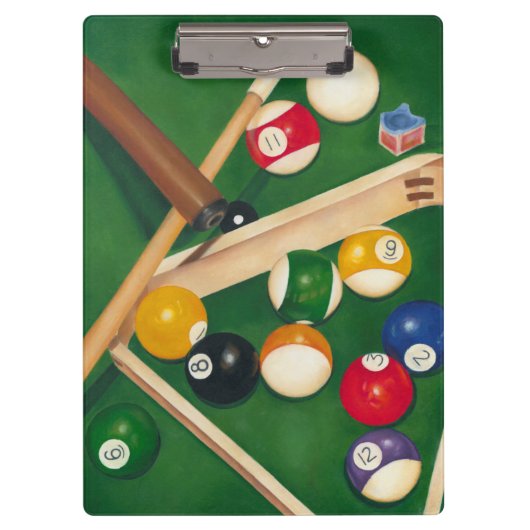 Lifelike Billiards Table met Balls en Chalk Klembord (Voorkant)