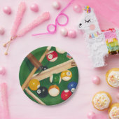 Lifelike Billiards Table met Balls en Chalk Papieren Bordje (Feest)