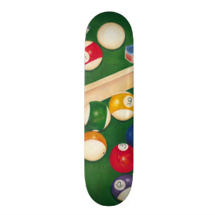 Lifelike Billiards Table met Balls en Chalk Persoonlijk Skateboard