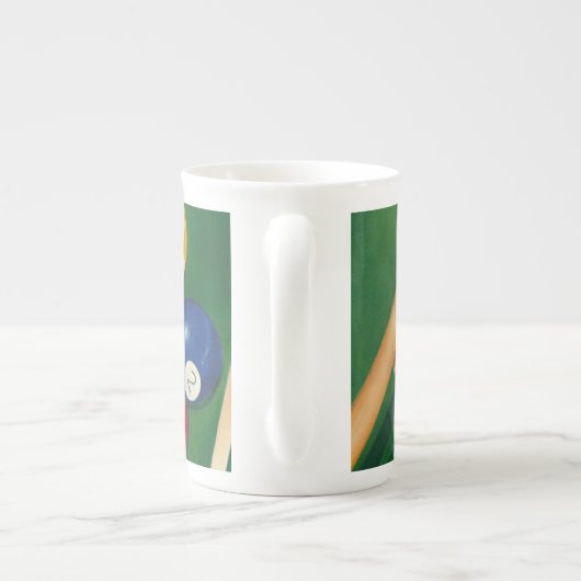 Lifelike Billiards Table met Balls en Chalk Porselein Kop (Achterkant)