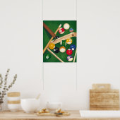 Lifelike Billiards Table met Balls en Chalk Poster (Keuken)