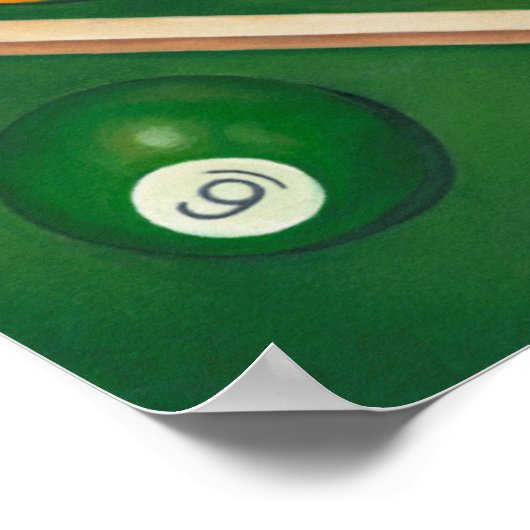 Lifelike Billiards Table met Balls en Chalk Poster (Hoek)