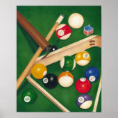 Lifelike Billiards Table met Balls en Chalk Poster (Voorkant)