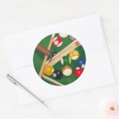 Lifelike Billiards Table met Balls en Chalk Ronde Sticker (Envelop)