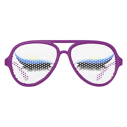 Lifelike gesloten ogen Eyelashes Blue Eye Shadow Aviator Zonnebril (Voorkant)