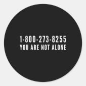 Lifeline 1-800-273-8255 Hulp bij zelfmoord Ronde Sticker (Voorkant)