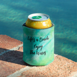 Life's a Beach Geniet van de golven Blauwe textuur Blikjeskoeler