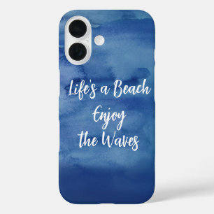 Life's a Beach Geniet van de golven Blauwe textuur iPhone 16 Hoesje