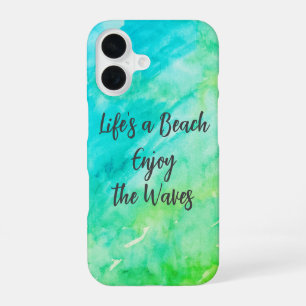 Life's a Beach Geniet van de golven Blauwe textuur iPhone 16 Hoesje
