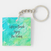 Life's a Beach Geniet van de golven Blauwe textuur Sleutelhanger (Achterkant)