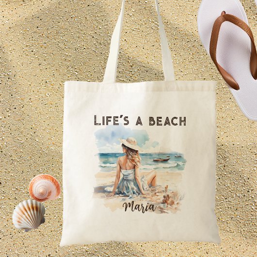 Life's a Beach Gepersonaliseerde Strand Tote Bag