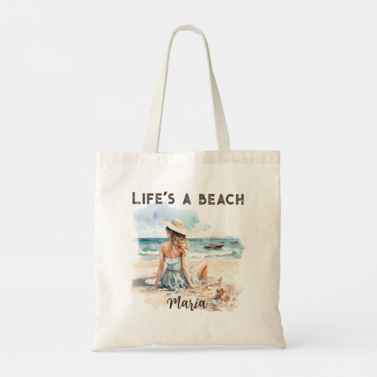 Life's a Beach Gepersonaliseerde Strand Tote Bag (Achterkant)
