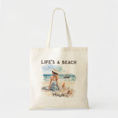Life's a Beach Gepersonaliseerde Strand Tote Bag (Voorkant)