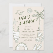 Life's a Beach Girls 30e zomerverjaardag Kaart (Voorkant)