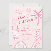 Life's a Beach Girls Roze 30e zomerverjaardag Kaart (Voorkant)