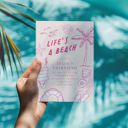 Life's a Beach Girls Roze 30e zomerverjaardag Kaart