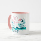 Life's a Beach Grappige Surfer Meisje Quote Person Mok (Voorkant links)