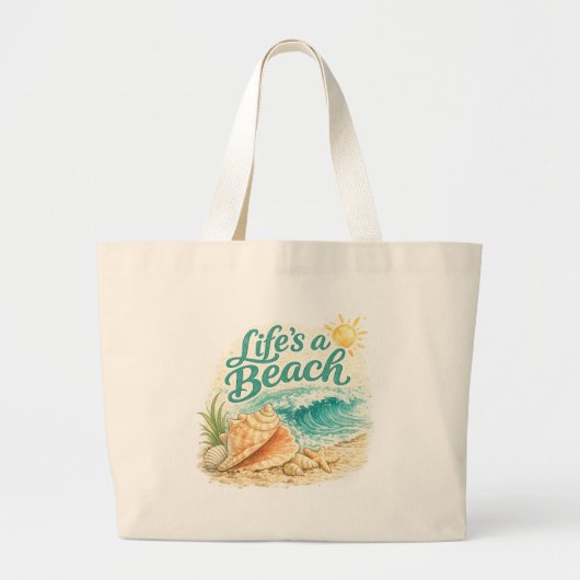 Life's A Beach Grote Tote Bag (Voorkant)