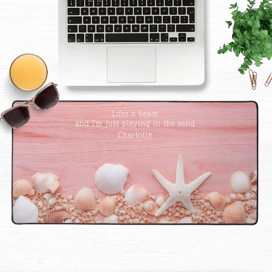 Life's A Beach Quote Seashells Gepersonaliseerde n Bureaumat