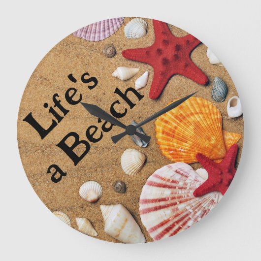 "Life's a Beach" wandklok  (Voorkant)