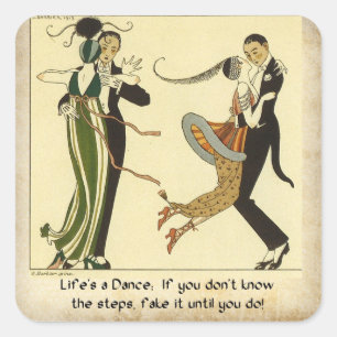 Lifes a Dance: Illustratie Art Deco Vierkante Sticker