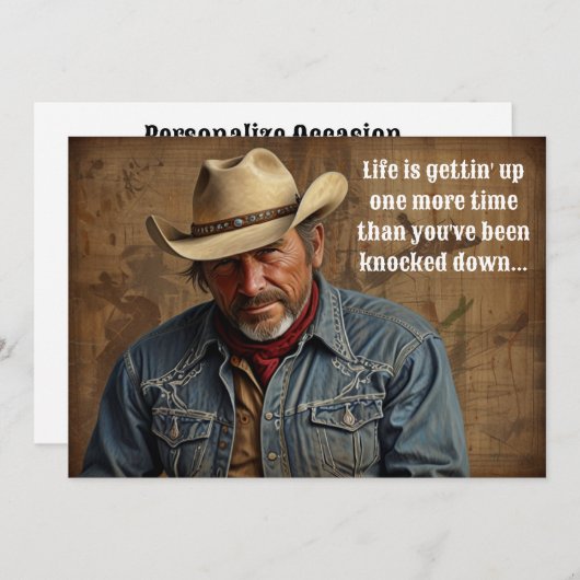 Life's Cowboy Quote Boer Rancher Country Western Feestdagenkaart (Voorkant / Achterkant)