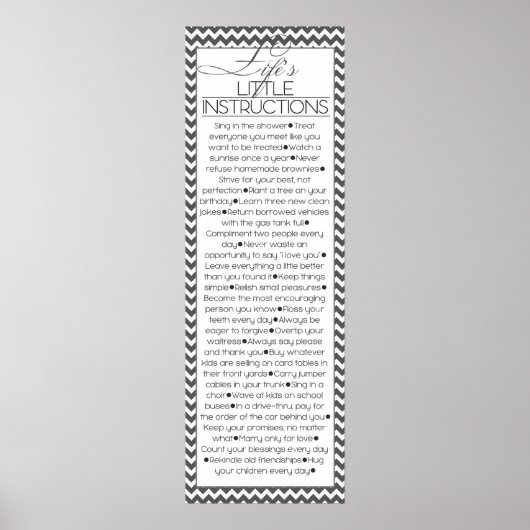 Lifes Little Instructions (houtskoolzwart) Poster (Voorkant)
