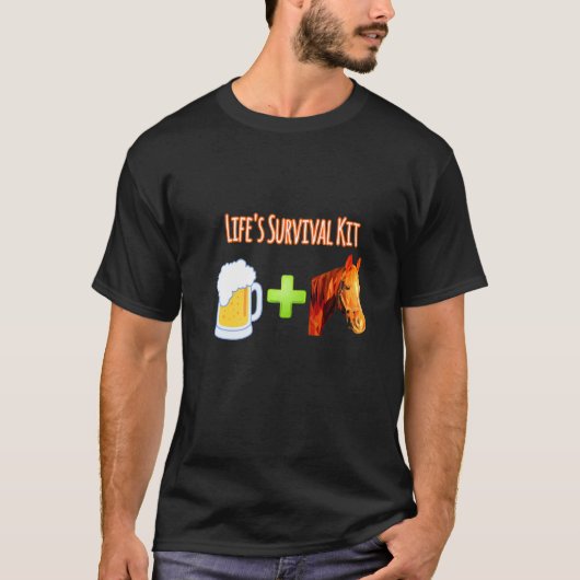 Life's Survival Kit Bier Plus Paarden T-shirt (Voorkant)