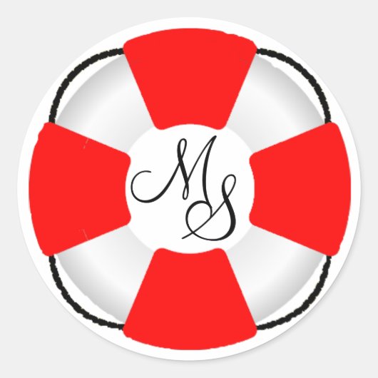 Lifesaver Bewaarder Nautisch Monongram Ronde Sticker (Voorkant)