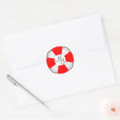 Lifesaver Bewaarder Nautisch Monongram Ronde Sticker (Envelop)