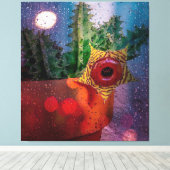 Lifesaver Cactus door een regenachtig venster Canvas Afdruk (Insitu (Houten vloer))
