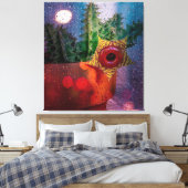 Lifesaver Cactus door een regenachtig venster Canvas Afdruk (Insitu (Slaapkamer))
