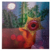 Lifesaver Cactus door een regenachtig venster Tegeltje (Voorkant)