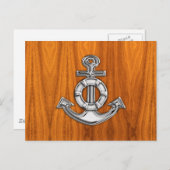 Lifesaver Chrome als Anchor op Teak Veneer Briefkaart (Voorkant / Achterkant)