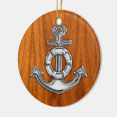 Lifesaver Chrome als Anchor op Teak Veneer Keramisch Ornament (Links)