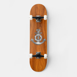 Lifesaver Chrome Anchor op Teak Veneer Styles Persoonlijk Skateboard